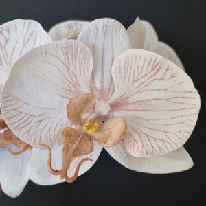 Premium Artificial Phalaenopsis Stem - White/Terracotta