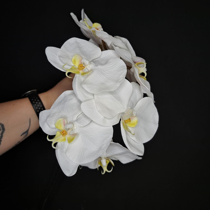 Premium Artificial Phalaenopsis Stem - White